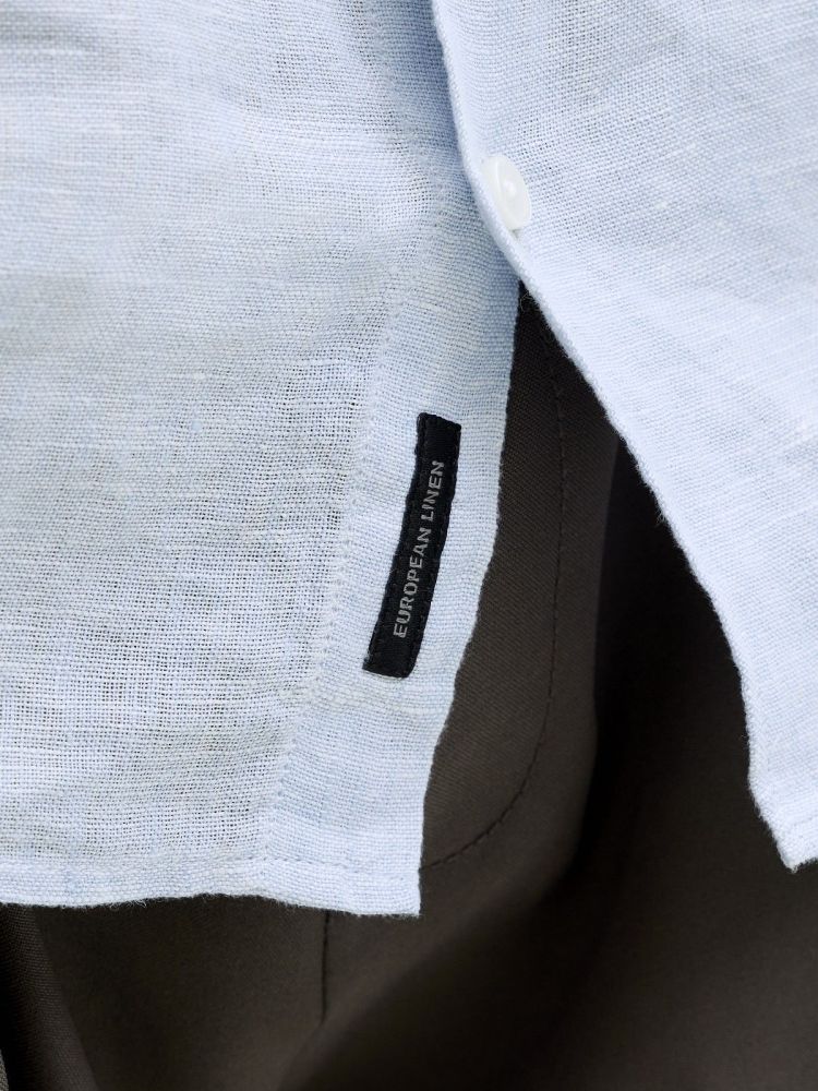 Jack & Jones Overhemd Blauw heren (LAWRENCE LINEN LS SHIRT  - 12293563.CHAMBRAYBLUE) - GL Sport (Sluis)