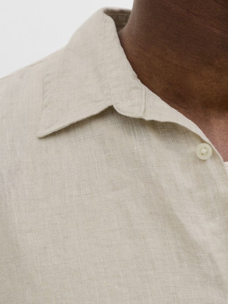 Jack & Jones Overhemd Blauw heren (LAWRENCE LINEN LS SHIRT  - 12293563.SILVERLINING) - GL Sport (Sluis)