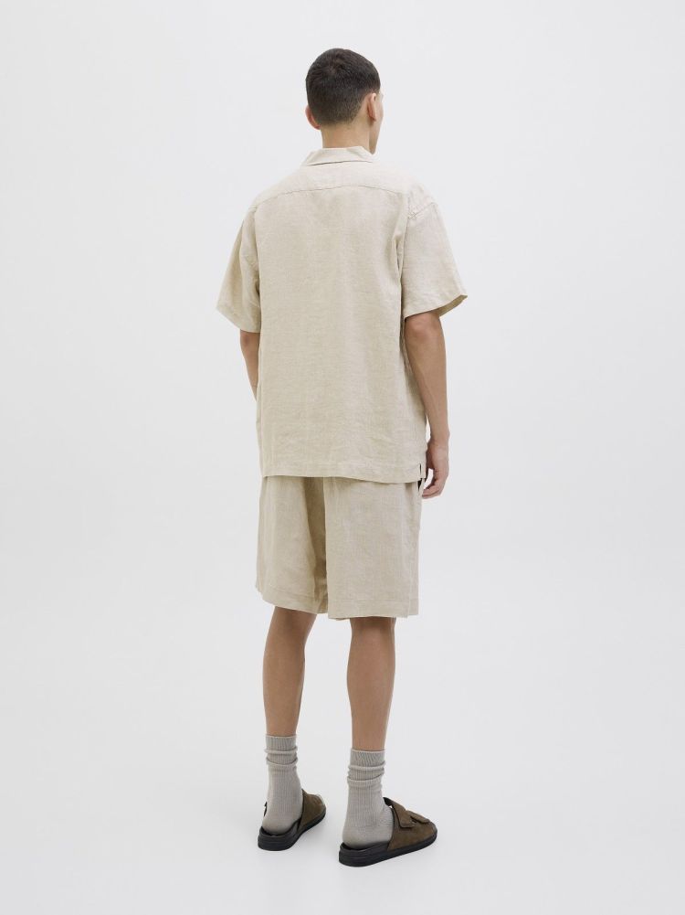 Jack & Jones Overhemd Groen heren (LAWRENCE LINEN RESORT S/S SHIRT - 12277240.SILVERLING) - GL Sport (Sluis)