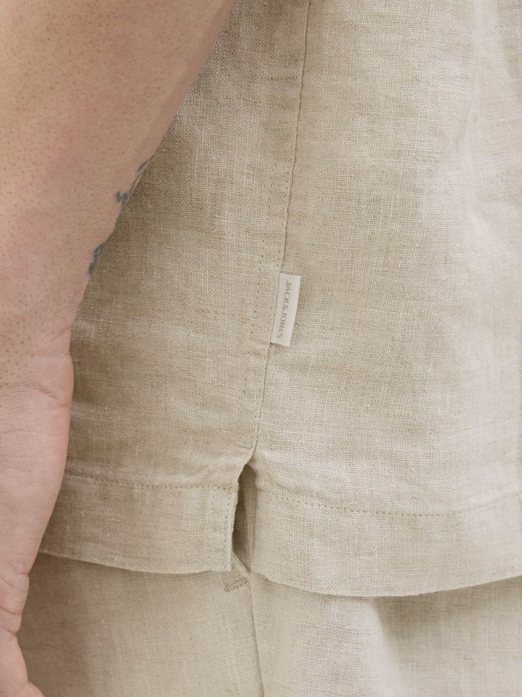 Jack & Jones Overhemd Groen heren (LAWRENCE LINEN RESORT S/S SHIRT - 12277240.SILVERLING) - GL Sport (Sluis)