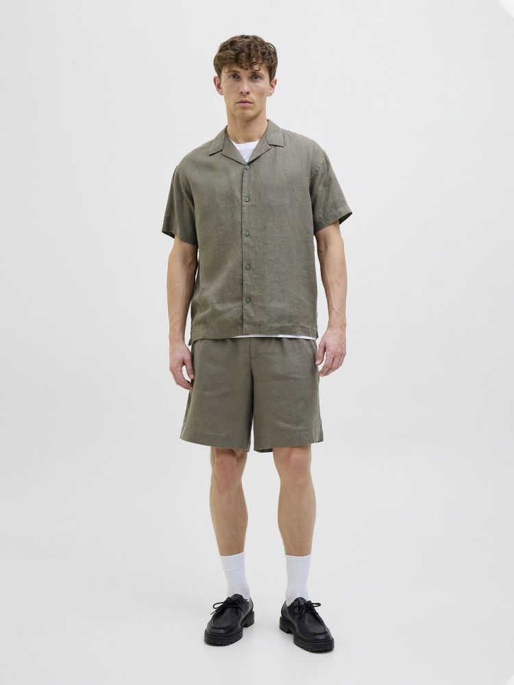 Jack & Jones Overhemd Groen heren (LAWRENCE LINEN RESORT S/S SHIRT  - 12277240.TEALEAF) - GL Sport (Sluis)