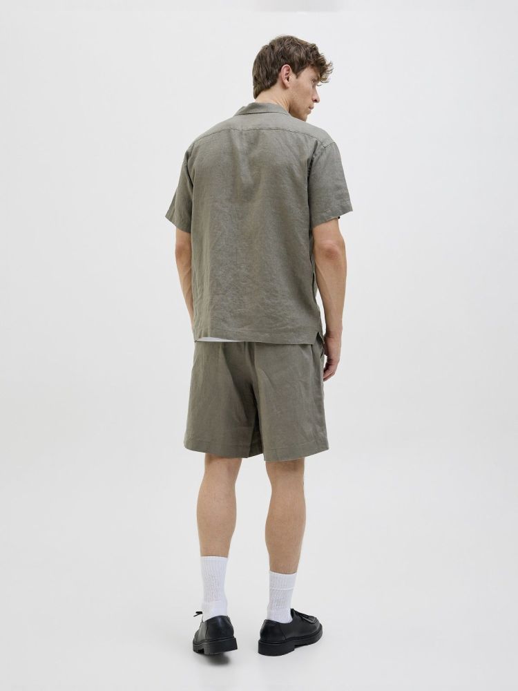 Jack & Jones Overhemd Groen heren (LAWRENCE LINEN RESORT S/S SHIRT  - 12277240.TEALEAF) - GL Sport (Sluis)