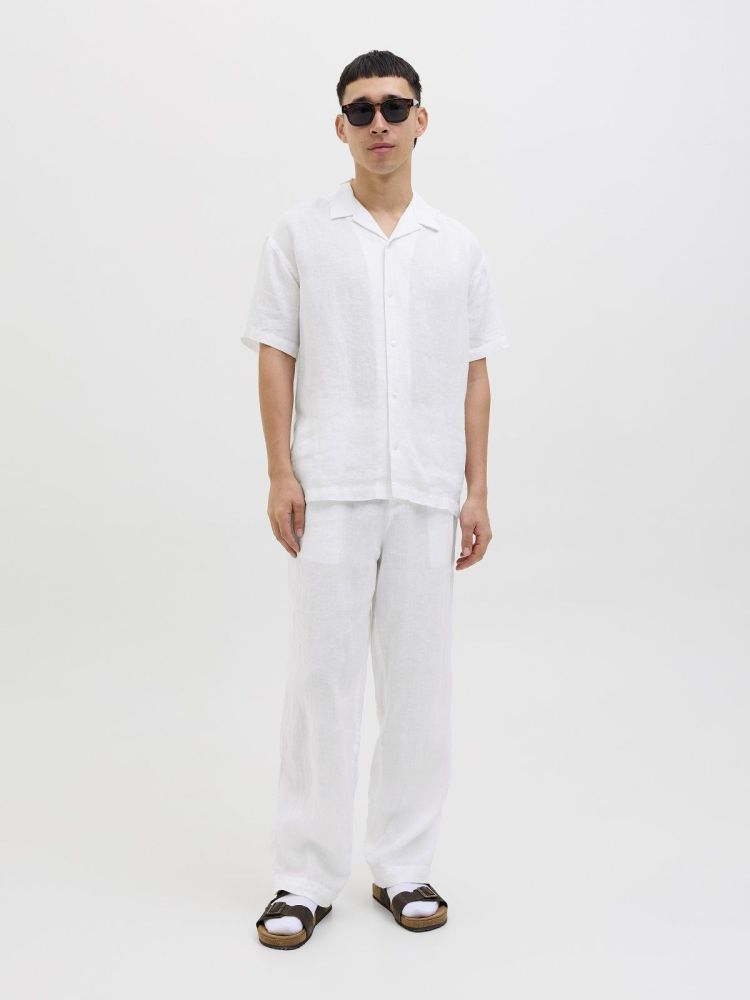 Jack & Jones Overhemd Wit heren (LAWRENCE LINEN RESORT S/S SHIRT  - 12277240.BRIGHTWHITE) - GL Sport (Sluis)