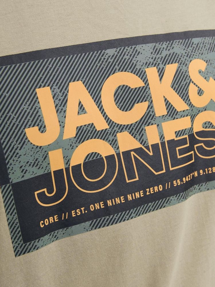 Jack & Jones T-shirt Beige heren (LOGAN TEE SS CREW NECK - 12253442.CROCKERY) - GL Sport (Sluis)