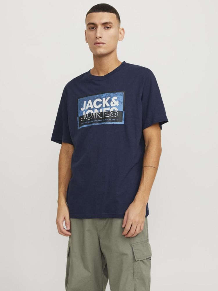 Jack & Jones T-shirt Blauw heren (LOGAN TEE SS CREW NECK - 12253442.NAVYBLAZER) - GL Sport (Sluis)