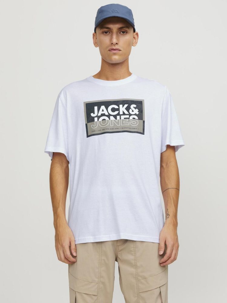 Jack & Jones T-shirt Wit heren (LOGAN TEE SS CREW NECK - 12253442.WHITE) - GL Sport (Sluis)