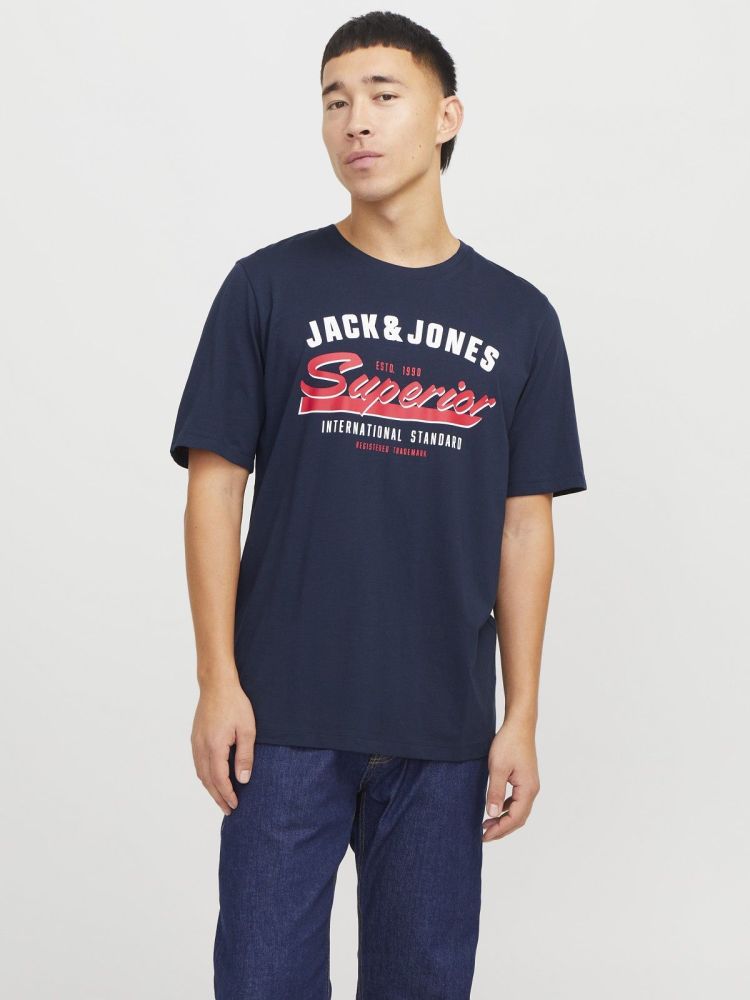 Jack & Jones T-shirt Blauw heren (LOGO TEE SS O-NECK - 12268267.SKYCAPTAIN) - GL Sport (Sluis)