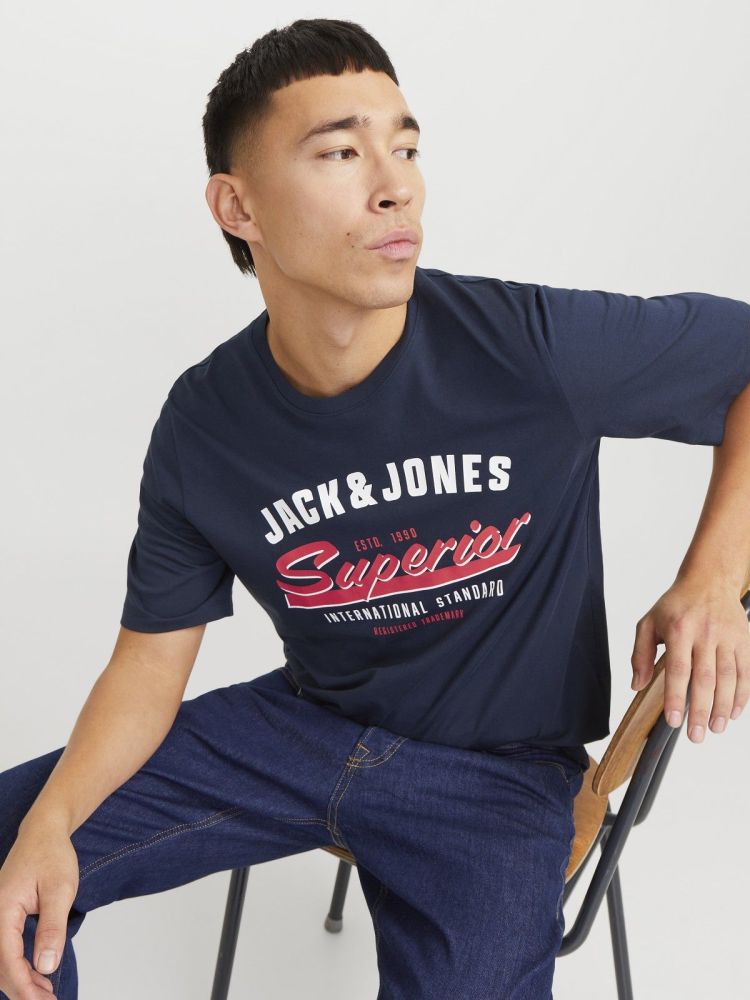 Jack & Jones T-shirt Blauw heren (LOGO TEE SS O-NECK - 12268267.SKYCAPTAIN) - GL Sport (Sluis)