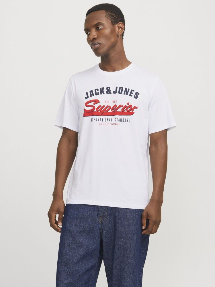 Jack & Jones T-shirt Wit heren (LOGO TEE SS O-NECK - 12268267.WHITE) - GL Sport (Sluis)