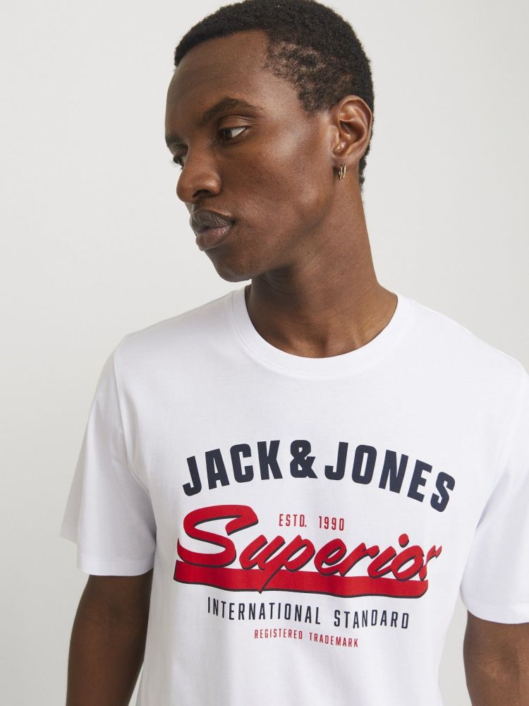 Jack & Jones T-shirt Wit heren (LOGO TEE SS O-NECK - 12268267.WHITE) - GL Sport (Sluis)