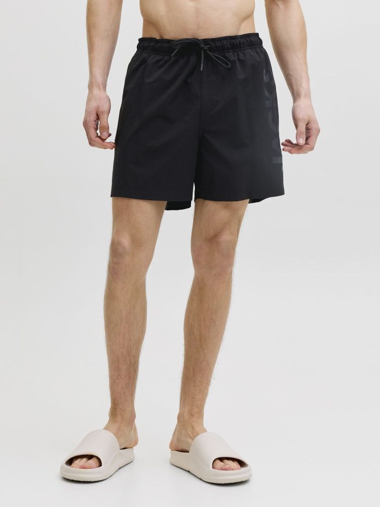 Jack & Jones Zwembroek Zwart heren (MAUI WAVE LOGO SWIM SHORT - 12291391.BLACK) - GL Sport (Sluis)