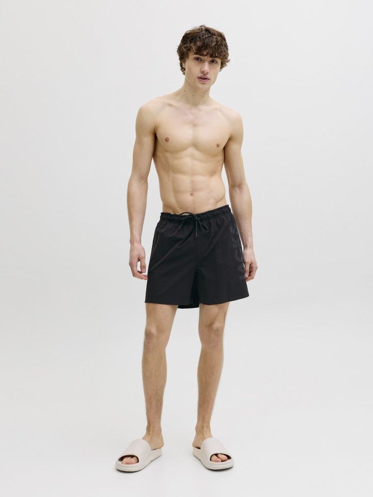 Jack & Jones Zwembroek Zwart heren (MAUI WAVE LOGO SWIM SHORT - 12291391.BLACK) - GL Sport (Sluis)