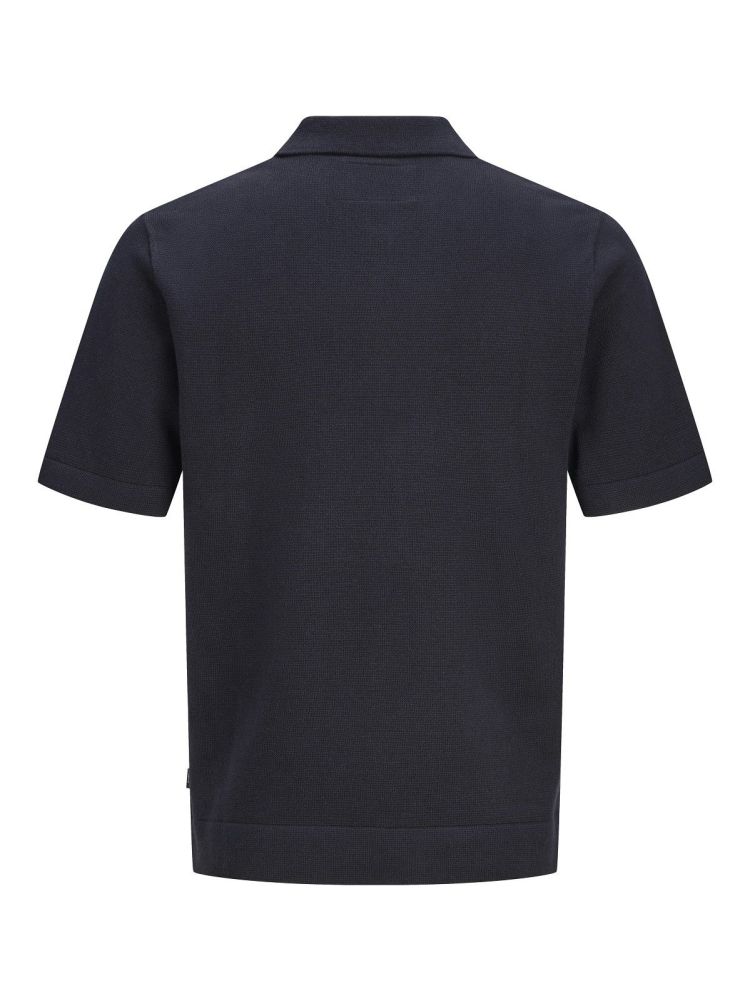 Jack & Jones Polo Blauw heren (MILANO SPRING KNIT ZIP POLO SS - 12295861.NIGHTSKY) - GL Sport (Sluis)