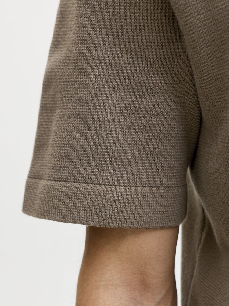 Jack & Jones Polo Taupe heren (MILANO SPRING KNIT ZIP POLO SS - 12295861.MOREL) - GL Sport (Sluis)