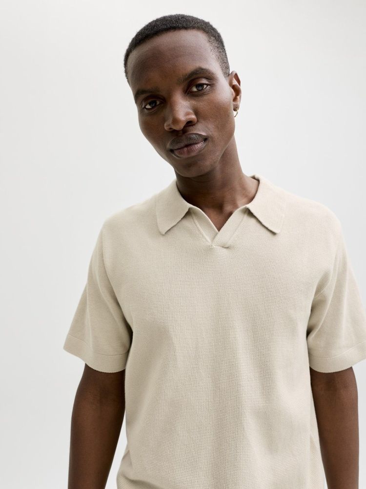 Jack & Jones Polo Beige heren (MILANO SPRING SPLIT NECK SS POLO - 12291030.ANCIENTSCROLL) - GL Sport (Sluis)