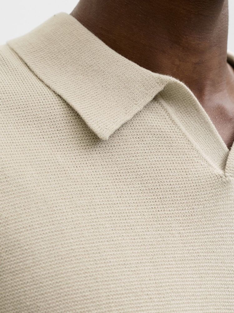 Jack & Jones Polo Beige heren (MILANO SPRING SPLIT NECK SS POLO - 12291030.ANCIENTSCROLL) - GL Sport (Sluis)
