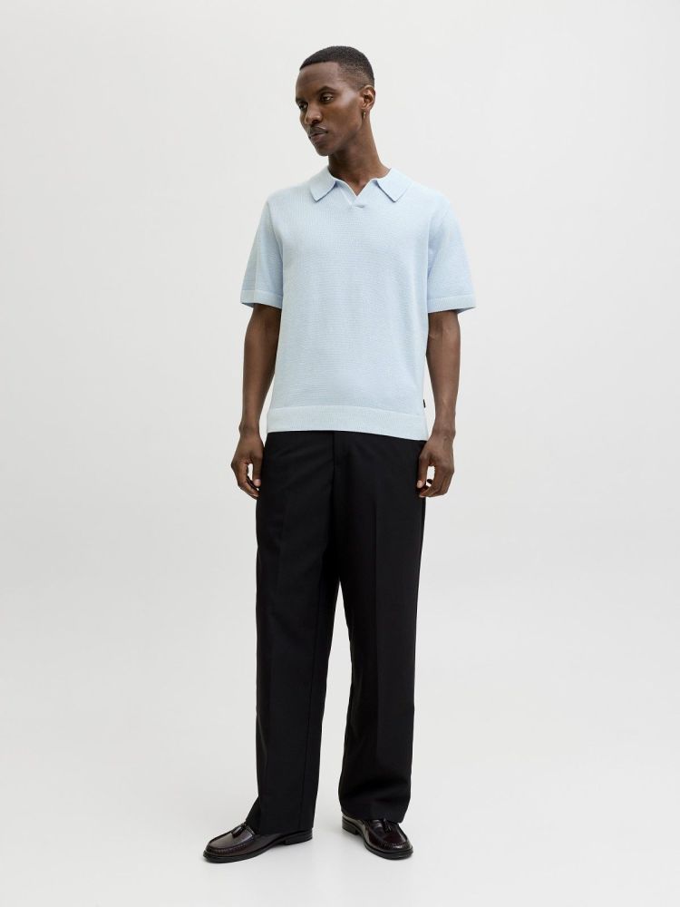 Jack & Jones Polo Blauw heren (MILANO SPRING SPLIT NECK SS POLO - 12291030.CHAMBRAYBLUE) - GL Sport (Sluis)