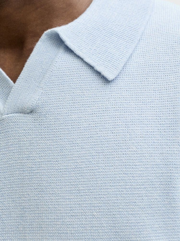 Jack & Jones Polo Blauw heren (MILANO SPRING SPLIT NECK SS POLO - 12291030.CHAMBRAYBLUE) - GL Sport (Sluis)