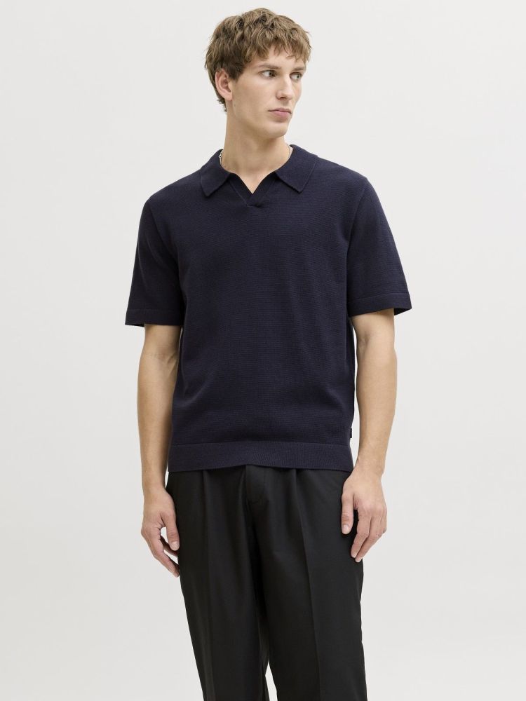 Jack & Jones Polo Blauw heren (MILANO SPRING SPLIT NECK SS POLO - 12291030.NIGHTSKY) - GL Sport (Sluis)