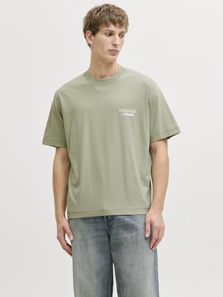 Jack & Jones T-shirt Groen heren (NORREBRO TYPO T-SHIRT - 12282898.SEAGRASS) - GL Sport (Sluis)