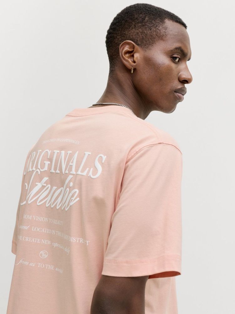 Jack & Jones T-shirt Oranje heren (NORREBRO TYPO T-SHIRT - 12282898.PEACHMELBA) - GL Sport (Sluis)