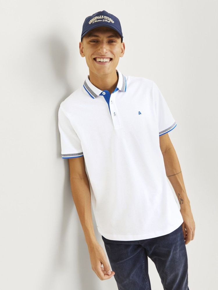 Jack & Jones Polo Wit heren (PAULOS POLO - 12136668.WHITENEON) - GL Sport (Sluis)