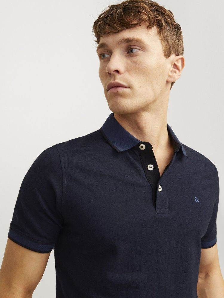 Jack & Jones Polo Blauw heren (PAULOS POLO SS - 12136668.DARKNAVY) - GL Sport (Sluis)