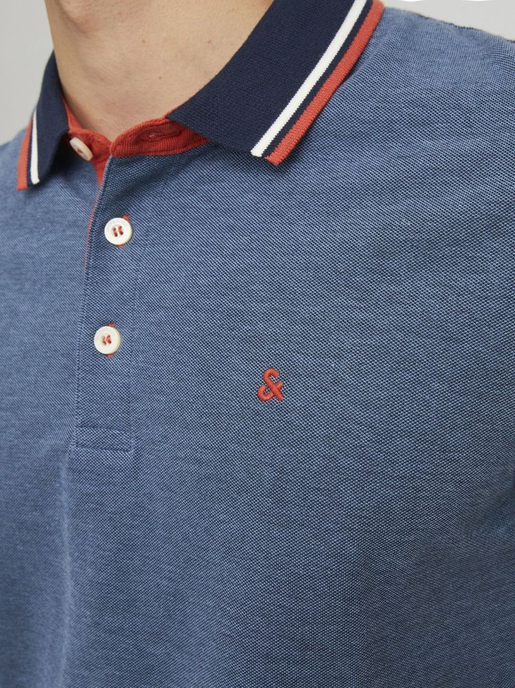 Jack & Jones Polo Blauw heren (PAULOS POLO SS - 12136668.DENIMBLUE) - GL Sport (Sluis)