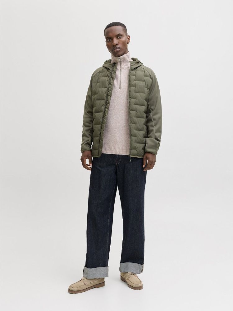 Jack & Jones Jas Groen heren (PERFECT HYBRID JACKET - 12288894.DUSTYOLIVE) - GL Sport (Sluis)