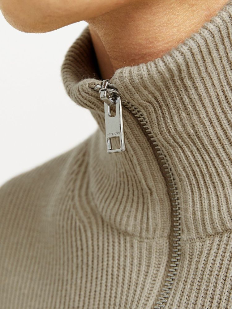 Jack & Jones Pull Beige heren (PERFECT KNIT HALF ZIP - 12257773.CROCKERY) - GL Sport (Sluis)