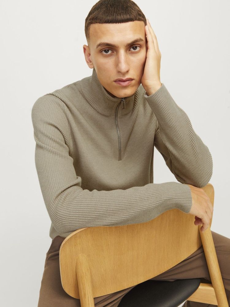 Jack & Jones Pull Beige heren (PERFECT KNIT HALF ZIP - 12257773.CROCKERY) - GL Sport (Sluis)