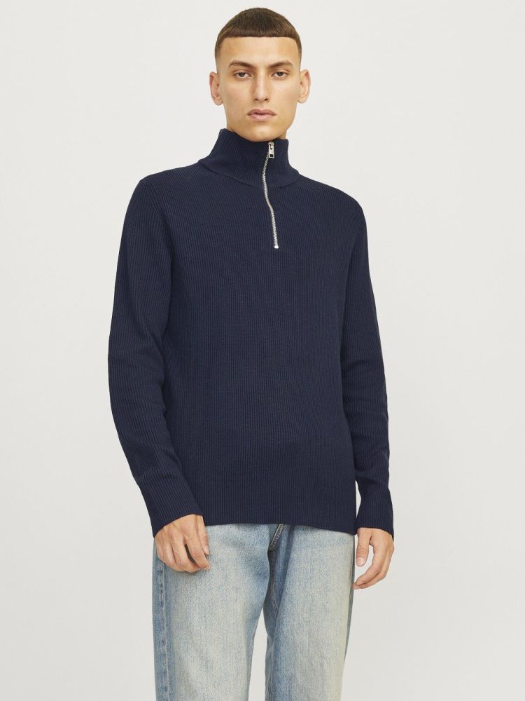 Jack & Jones Pull Blauw heren (PERFECT KNIT HALF ZIP - 12257773.SKYCAPTAIN) - GL Sport (Sluis)