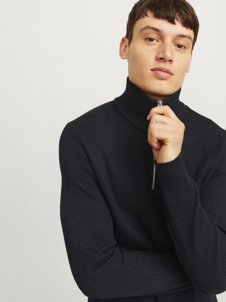 Jack & Jones Pull Zwart heren (PERFECT KNIT HALF ZIP - 12257773.BLACK) - GL Sport (Sluis)