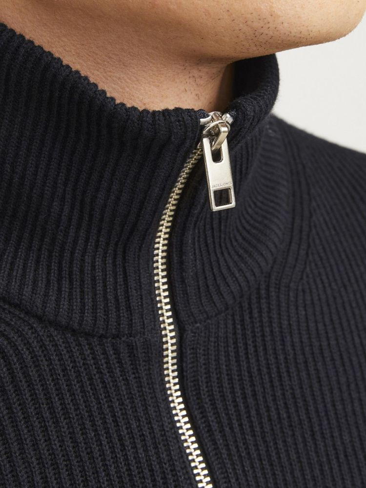 Jack & Jones Pull Zwart heren (PERFECT KNIT HALF ZIP - 12257773.BLACK) - GL Sport (Sluis)