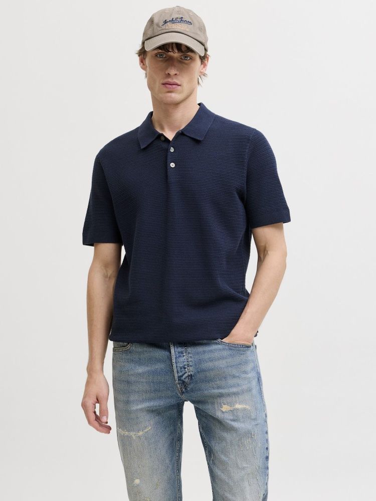 Jack & Jones Polo Blauw heren (RILEY KNIT POLO - 12292034.SKYCAPTAIN) - GL Sport (Sluis)