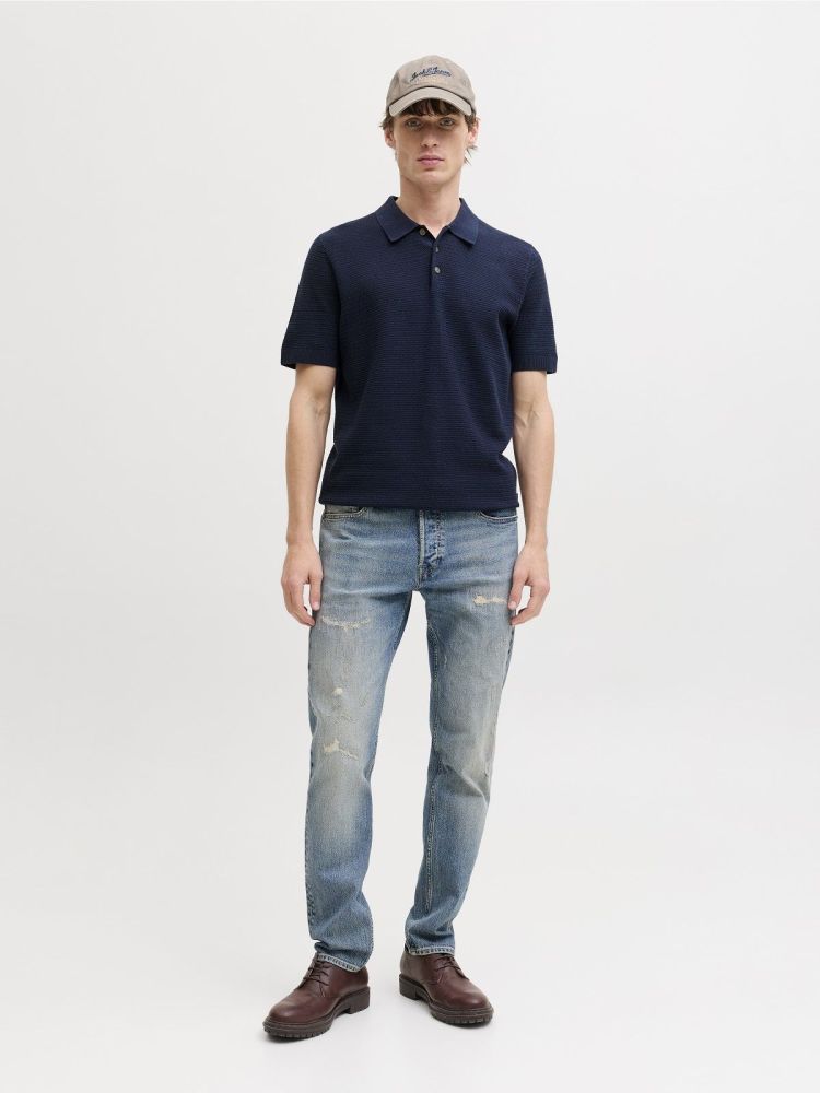 Jack & Jones Polo Blauw heren (RILEY KNIT POLO - 12292034.SKYCAPTAIN) - GL Sport (Sluis)