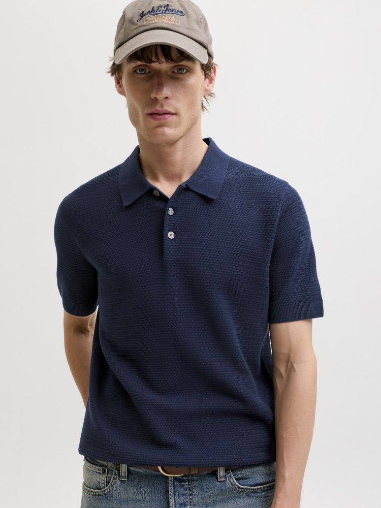 Jack & Jones Polo Blauw heren (RILEY KNIT POLO - 12292034.SKYCAPTAIN) - GL Sport (Sluis)