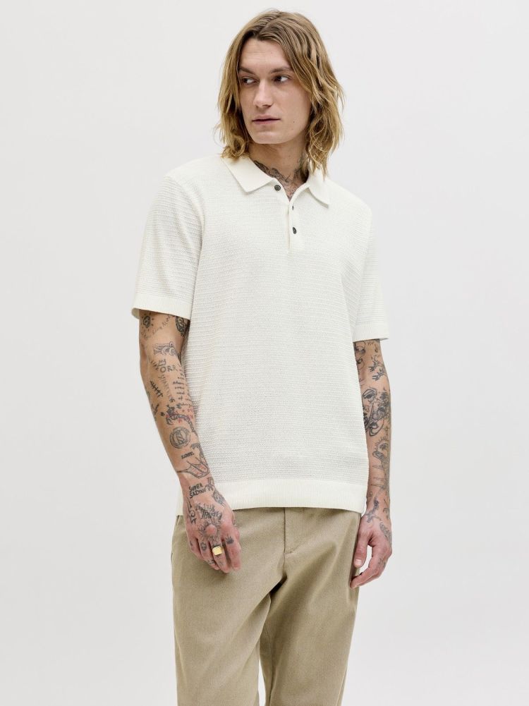 Jack & Jones Polo Off-white heren (RILEY KNIT POLO - 12292034.CLOUDDANCER) - GL Sport (Sluis)