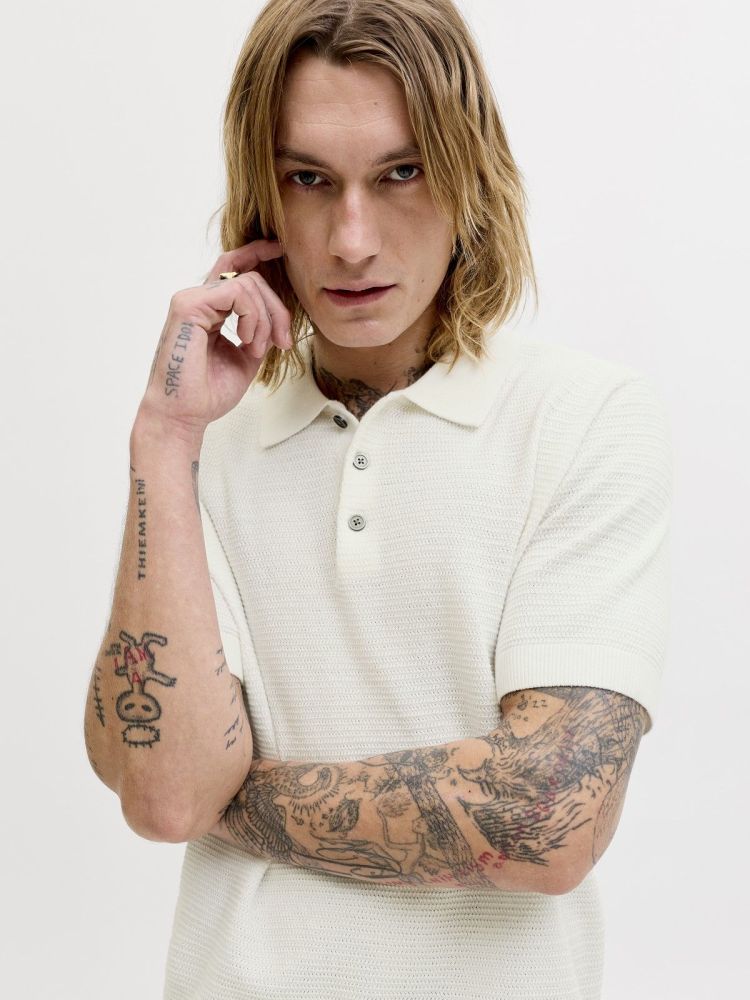 Jack & Jones Polo Off-white heren (RILEY KNIT POLO - 12292034.CLOUDDANCER) - GL Sport (Sluis)