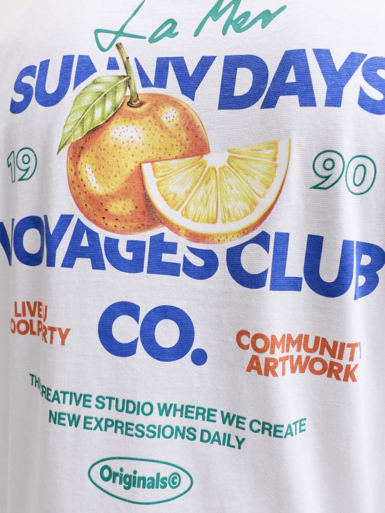 Jack & Jones T-shirt Wit heren (RIVERA VINTAGE POSTER BACK TEE SS - 12295202.BRIGHTWHITE) - GL Sport (Sluis)