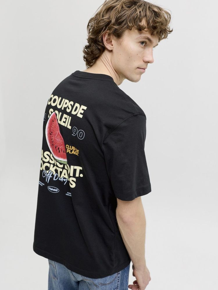 Jack & Jones T-shirt Zwart heren (RIVERA VINTAGE POSTER BACK TEE SS - 12295202.BLACK) - GL Sport (Sluis)