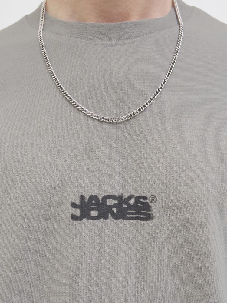 Jack & Jones T-shirt Grijs heren (SAGO LOGO SLUB TEE SS CREW NECK - 12276524.GRAYFLANEL) - GL Sport (Sluis)