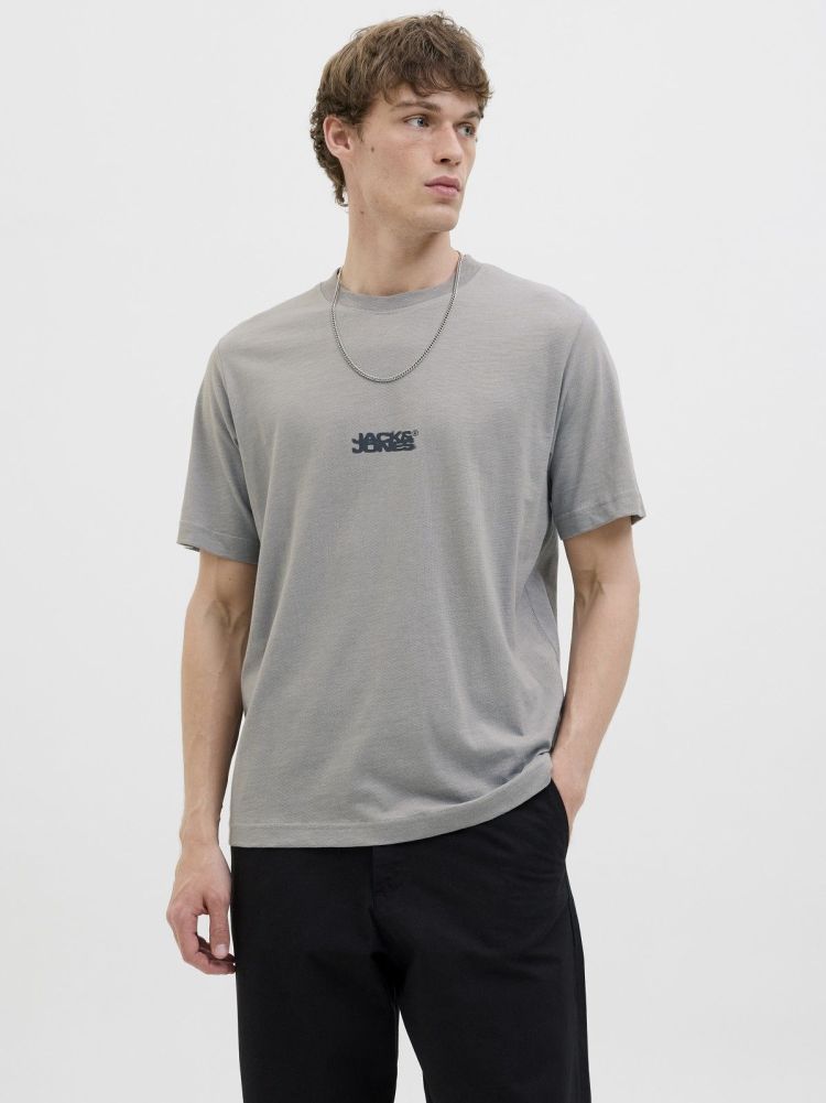 Jack & Jones T-shirt Grijs heren (SAGO LOGO SLUB TEE SS CREW NECK - 12276524.GRAYFLANEL) - GL Sport (Sluis)