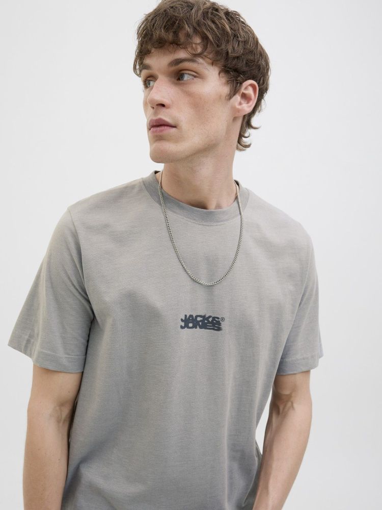 Jack & Jones T-shirt Grijs heren (SAGO LOGO SLUB TEE SS CREW NECK - 12276524.GRAYFLANEL) - GL Sport (Sluis)
