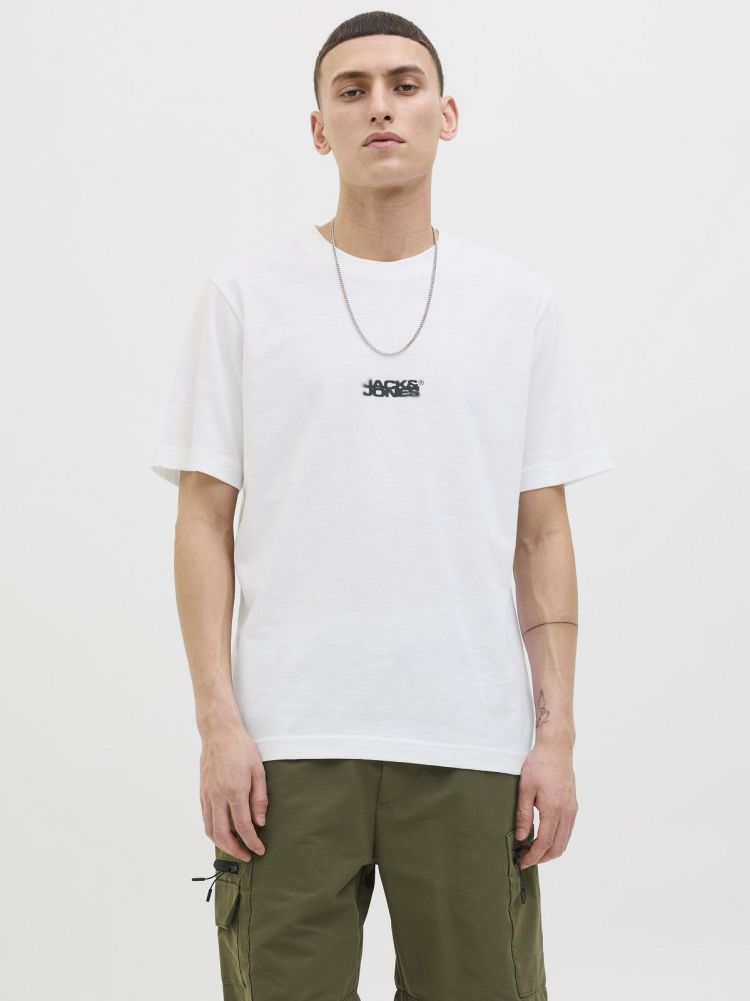 Jack & Jones T-shirt Wit heren (SAGO LOGO SLUB TEE SS CREW NECK - 12276524.BRIGHTWHITE) - GL Sport (Sluis)