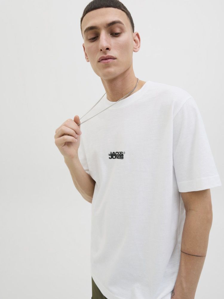 Jack & Jones T-shirt Wit heren (SAGO LOGO SLUB TEE SS CREW NECK - 12276524.BRIGHTWHITE) - GL Sport (Sluis)