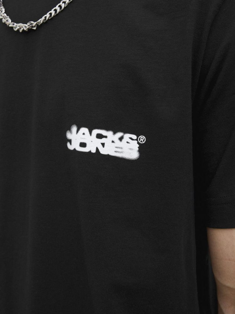 Jack & Jones T-shirt Zwart heren (SAGO LOGO SLUB TEE SS CREW NECK - 12276524.BLACK) - GL Sport (Sluis)
