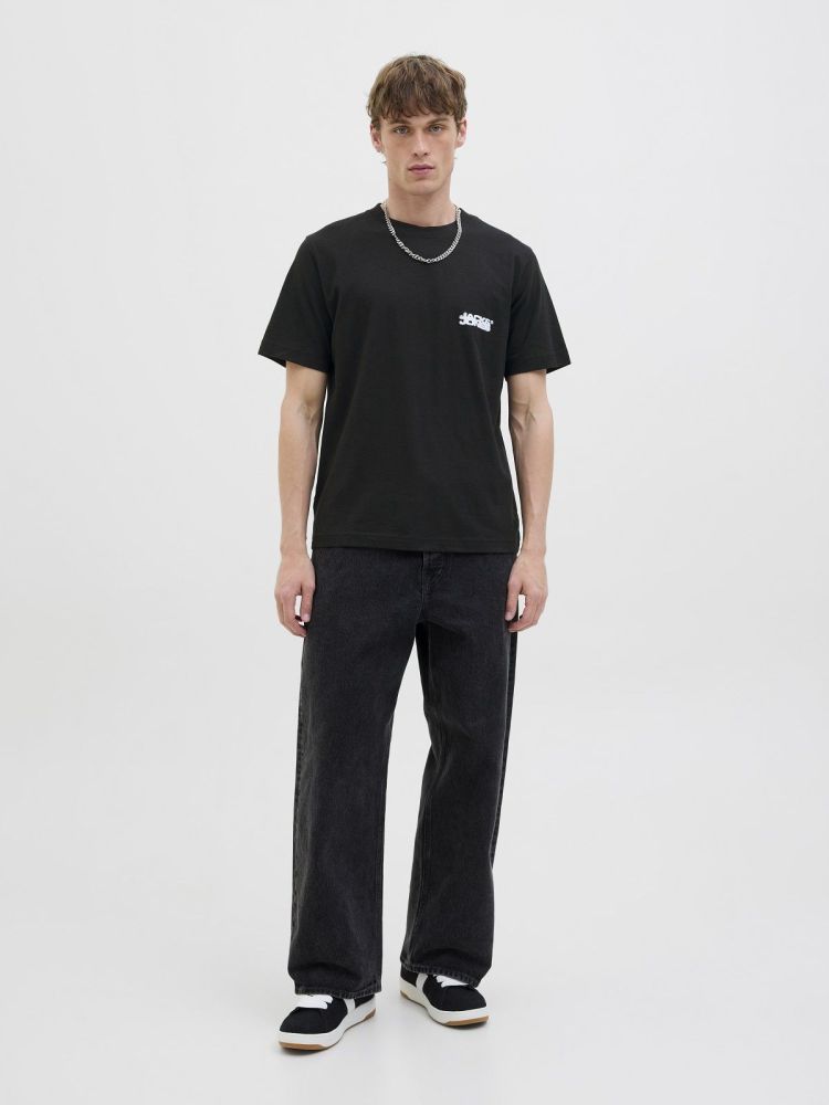 Jack & Jones T-shirt Zwart heren (SAGO LOGO SLUB TEE SS CREW NECK - 12276524.BLACK) - GL Sport (Sluis)