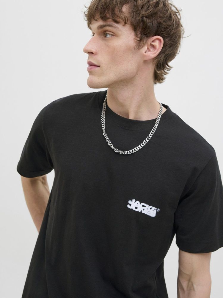 Jack & Jones T-shirt Zwart heren (SAGO LOGO SLUB TEE SS CREW NECK - 12276524.BLACK) - GL Sport (Sluis)