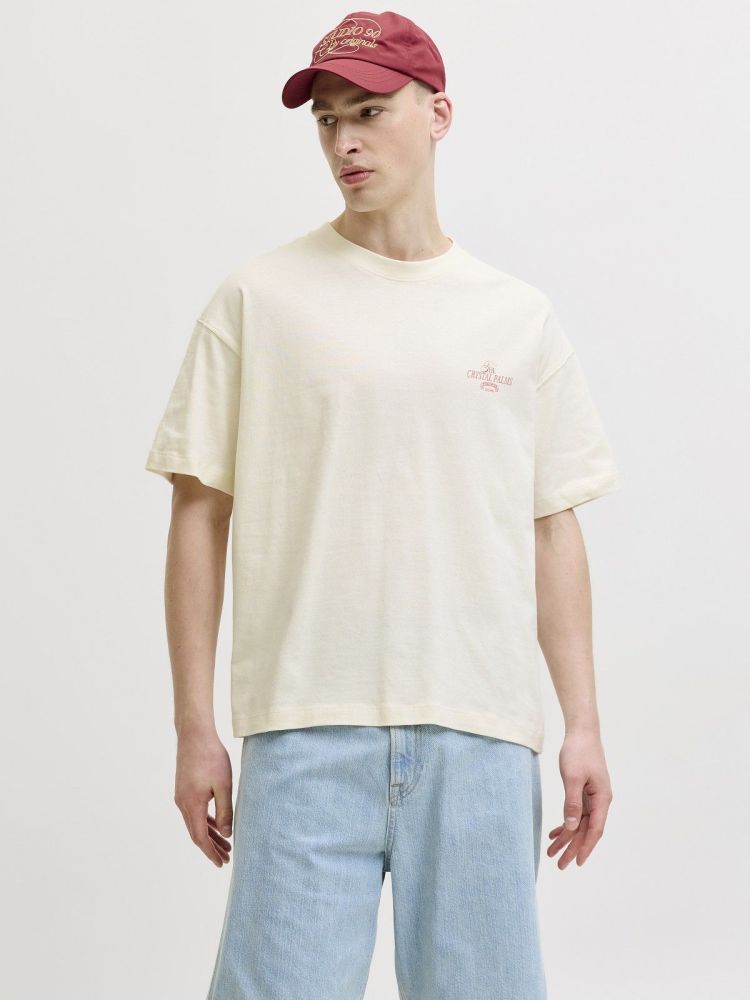 Jack & Jones T-shirt Off-white heren (SANREMO BACK TEE SS CREW NECK - 12296724.ANTIQUEWHITE) - GL Sport (Sluis)